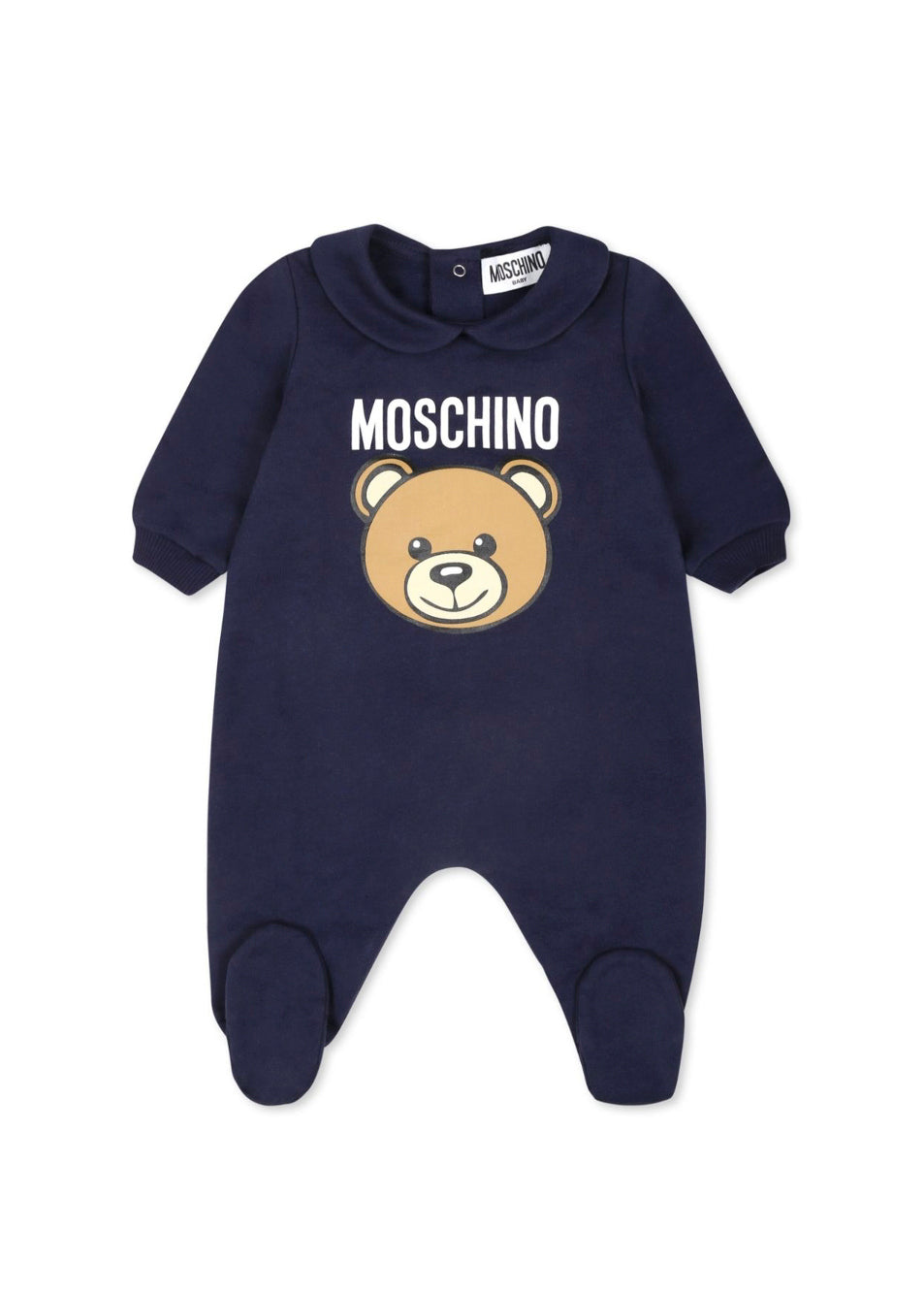 Moschino Kids Tutina Blu con Logo Teddy Bear per Neonati