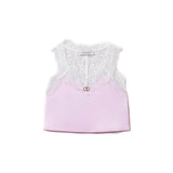 Twinset Kids White/Purple Lace Top for Girls
