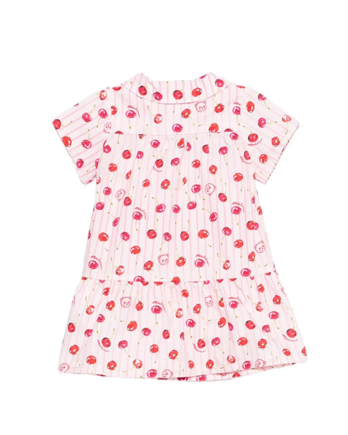 Moschino Kids Abito Rosa/Cherry con Bottoni per Neonate
