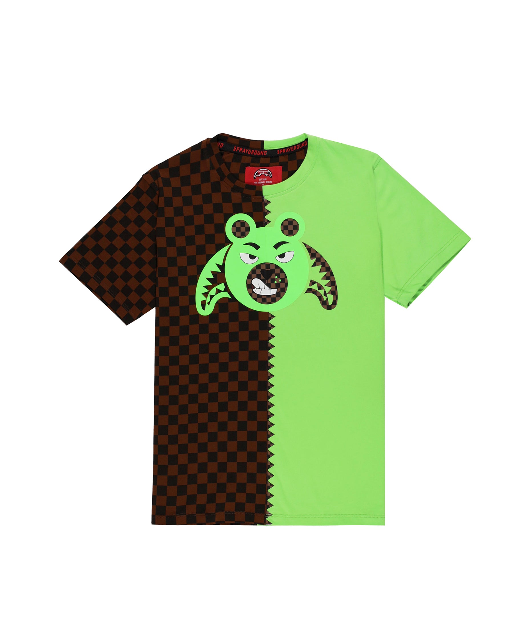 Sprayground Kids T-shirt Marrone/Verde Angry Bear Face per Bambini