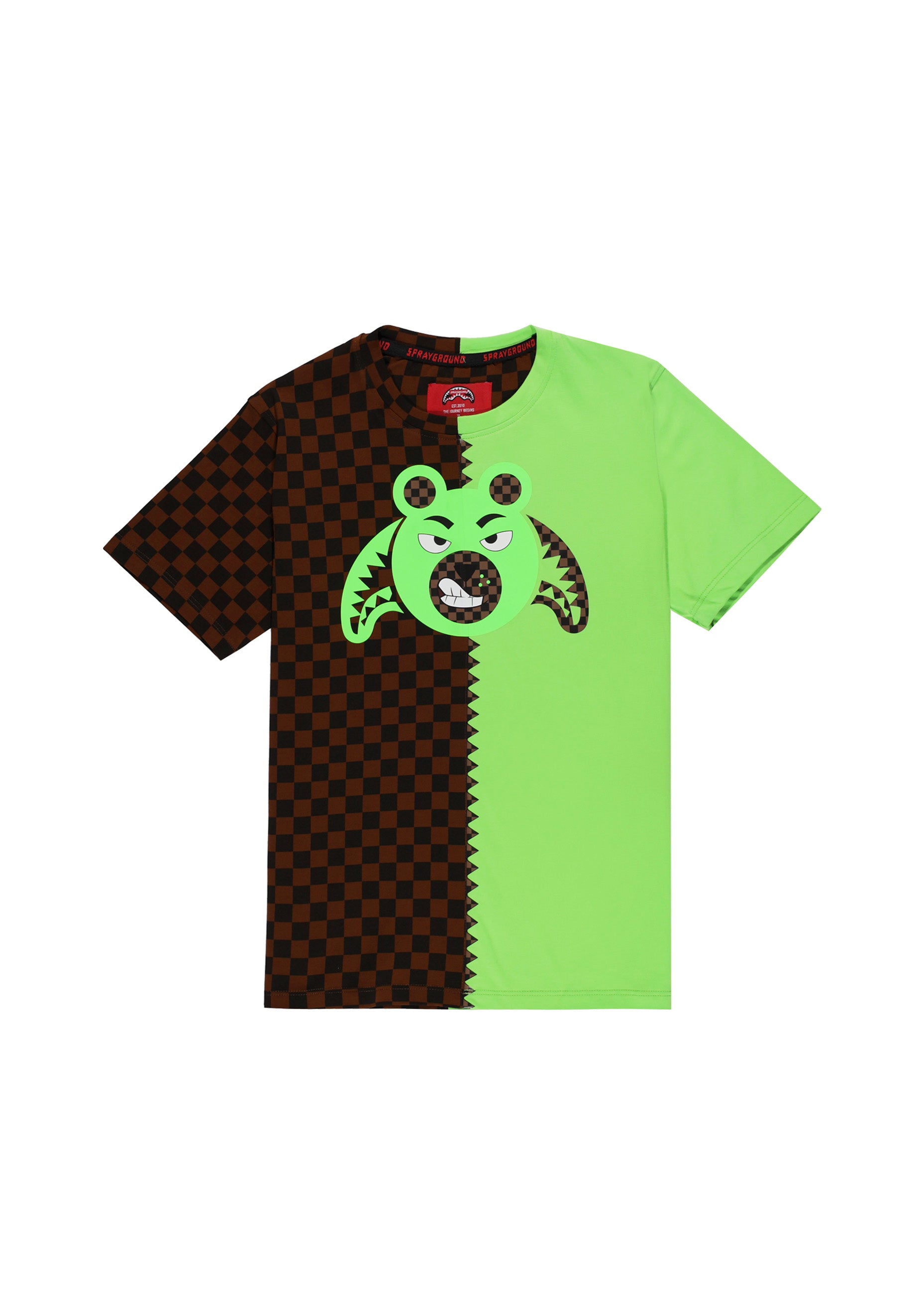 Sprayground Kids T-shirt Marrone/Verde Angry Bear Face per Bambini