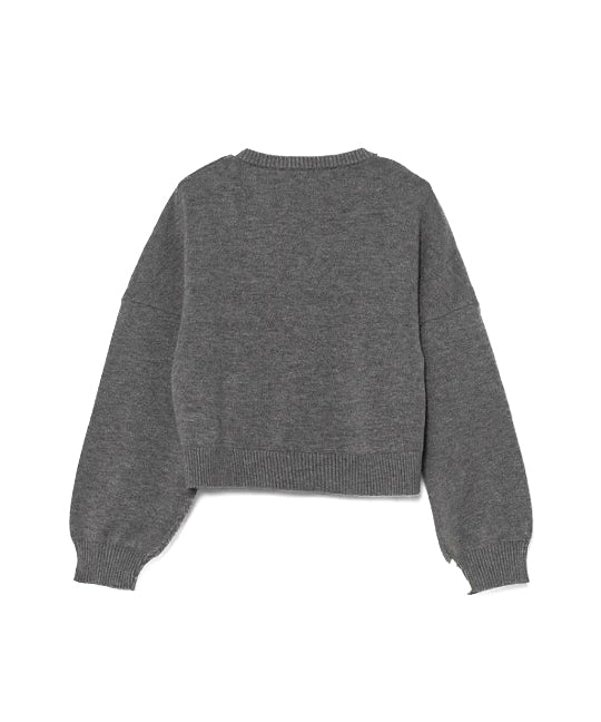 Pinko Kids Maglione Grigio con Intarso Logo per Bambine (retro)