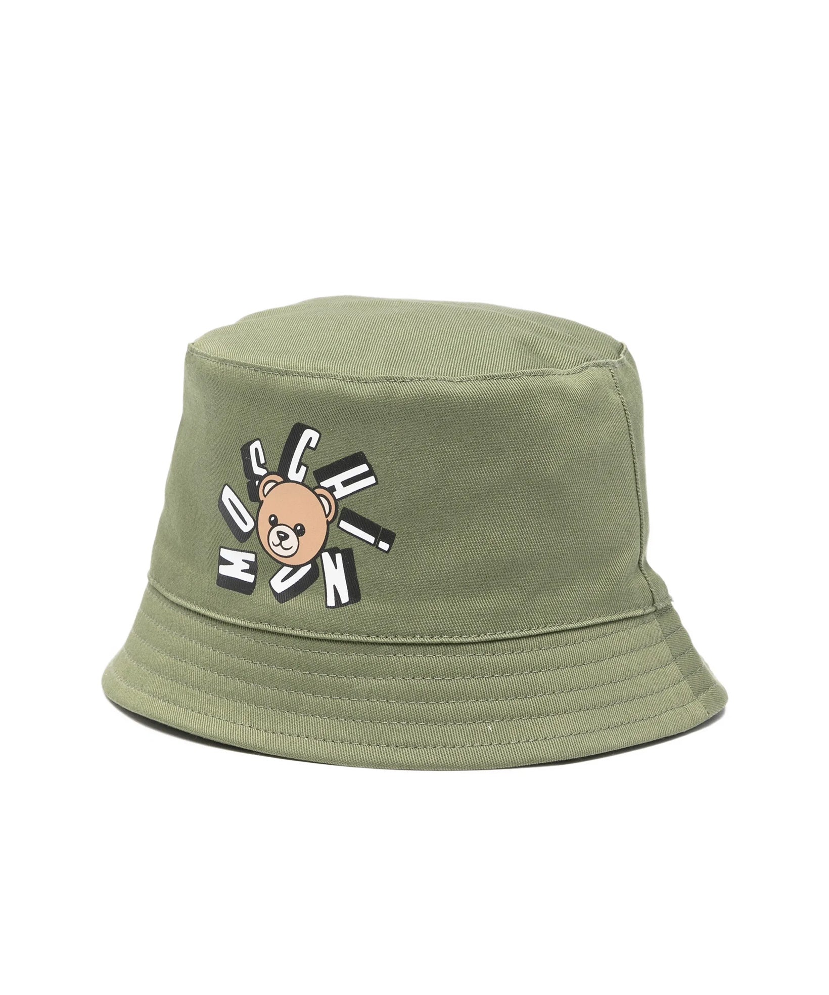 Moschino Kids Bucket Verde con Logo Teddy Bear per Neonato