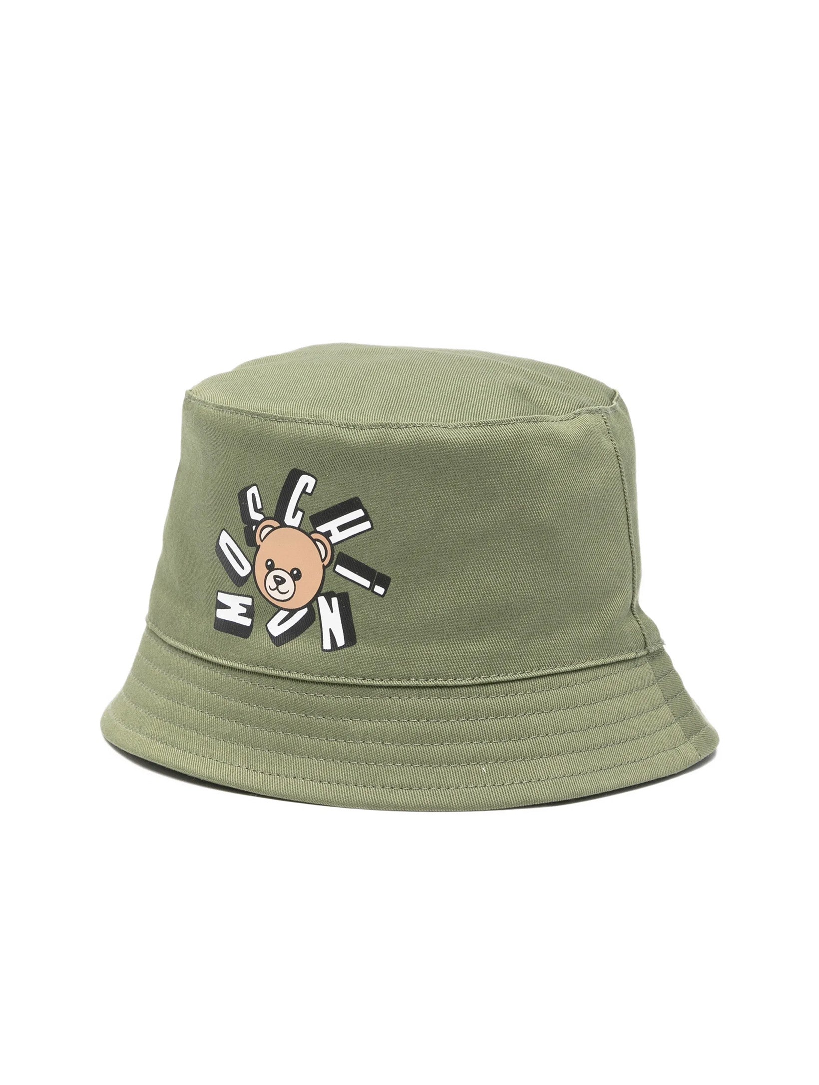 Moschino Kids Bucket Verde con Logo Teddy Bear per Neonato