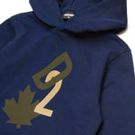 Dsquared2 Kids Felpa Blu con Cappuccio con Stampa Leaf per Bambini (dettaglio)