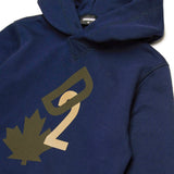 Dsquared2 Kids Felpa Blu con Cappuccio con Stampa Leaf per Bambini (dettaglio)