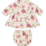 Blumarine Kids Abito Beige Fantasia Fiori Rosa per Neonate