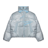 Diesel Kids Piumino Bomber Collo Alto in Tessuto Tecnico Light Blue per Bambine