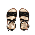 Elisabetta Franchi La Mia Bambina Sandalo Nero Incrociato con Strass per Neonate