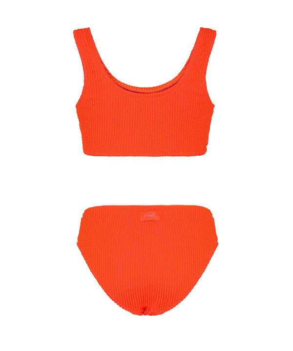 EffeK Costume Bikini a Fascia Corallo Fluo per Bambine