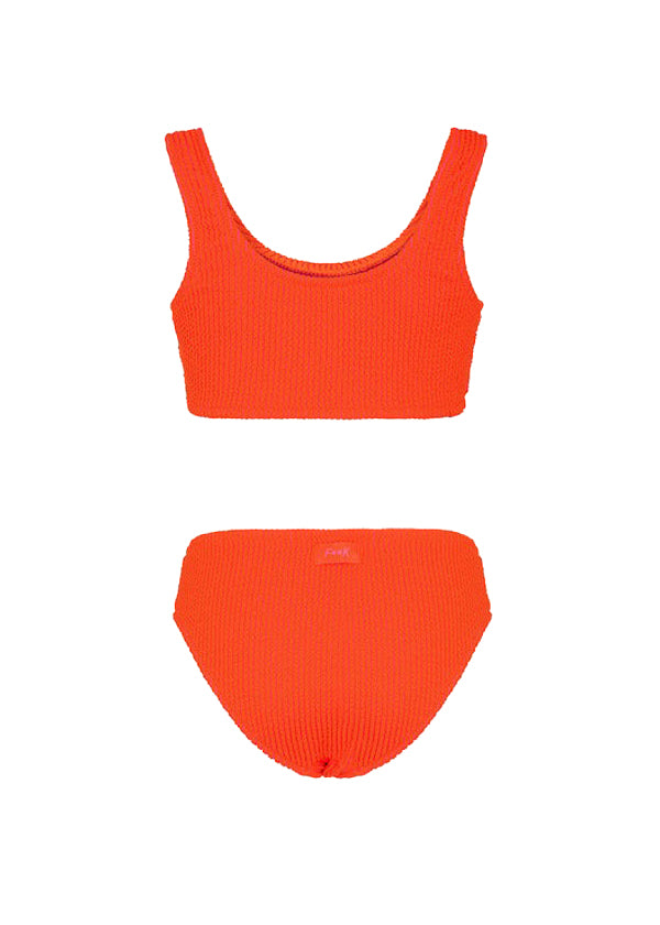 EffeK Costume Bikini a Fascia Corallo Fluo per Bambine