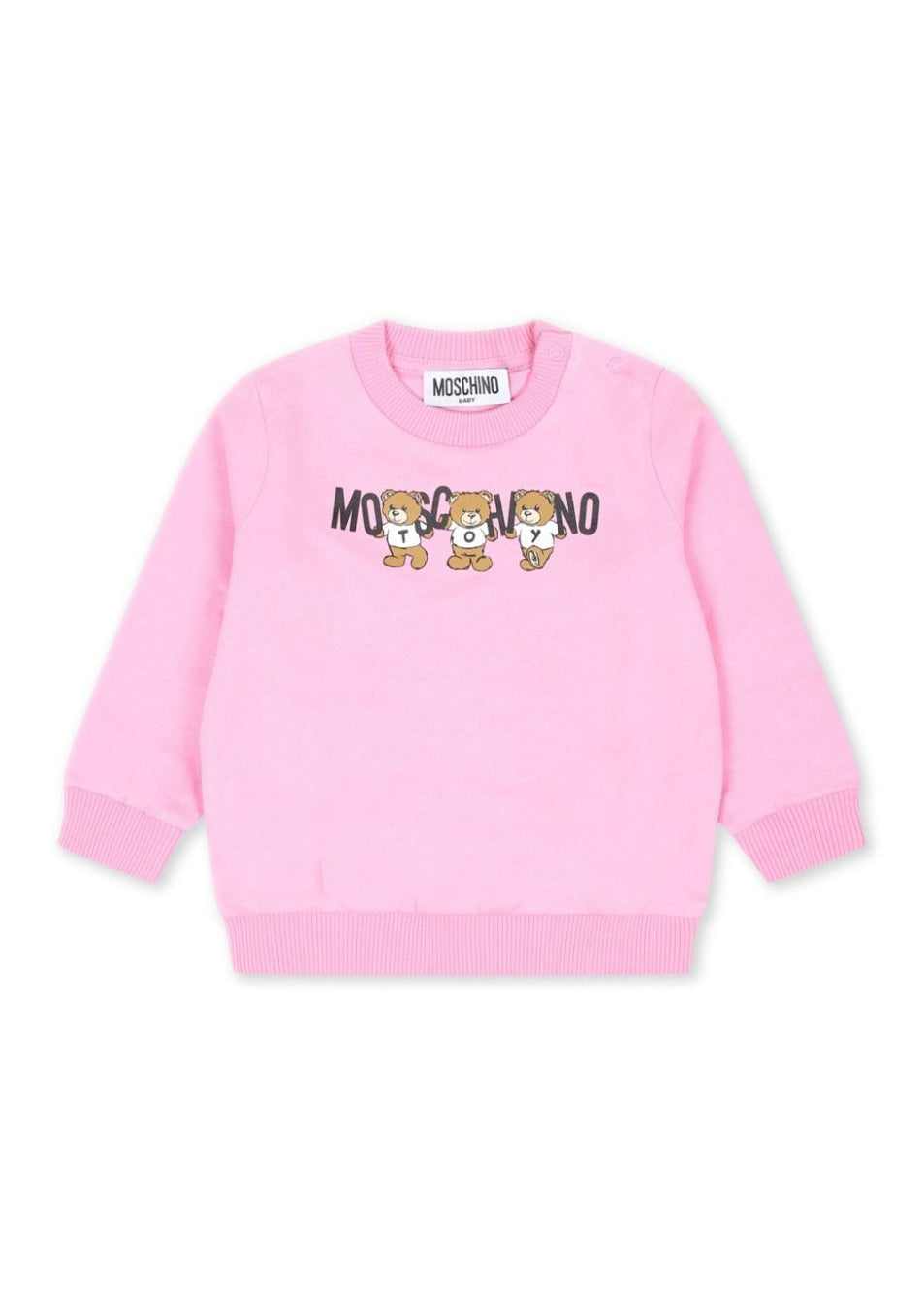 Moschino Kids Felpa Rosa con Logo Teddy Bear per Neonate 