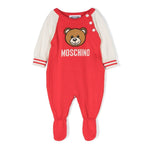 Moschino Kids Tutina Rossa in Lana con Teddy Bear per Neonati