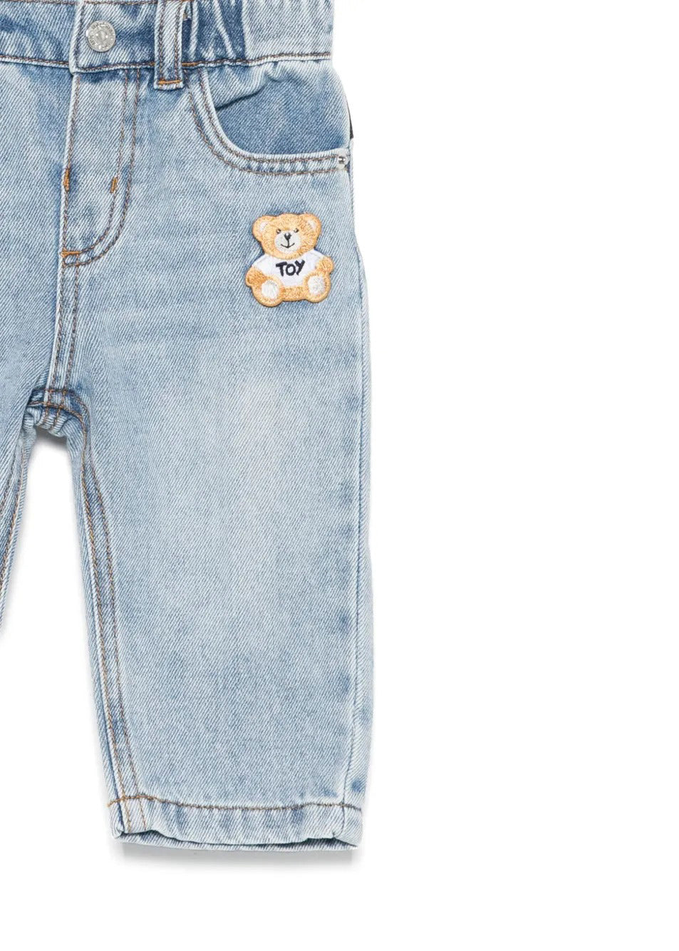 Moschino Kids Jeans con Ricamo Teddy Bear per Neonati (dettaglio)