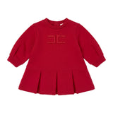 Elisabetta Franchi La Mia Bambina Abito in Felpa Rosso con Ricamo Logo per Neonate