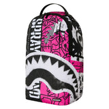 Sprayground Kids Zaino Think On It Nero e Rosa Fuxia con Stampa Shark Mouth e Logo Graffiti
