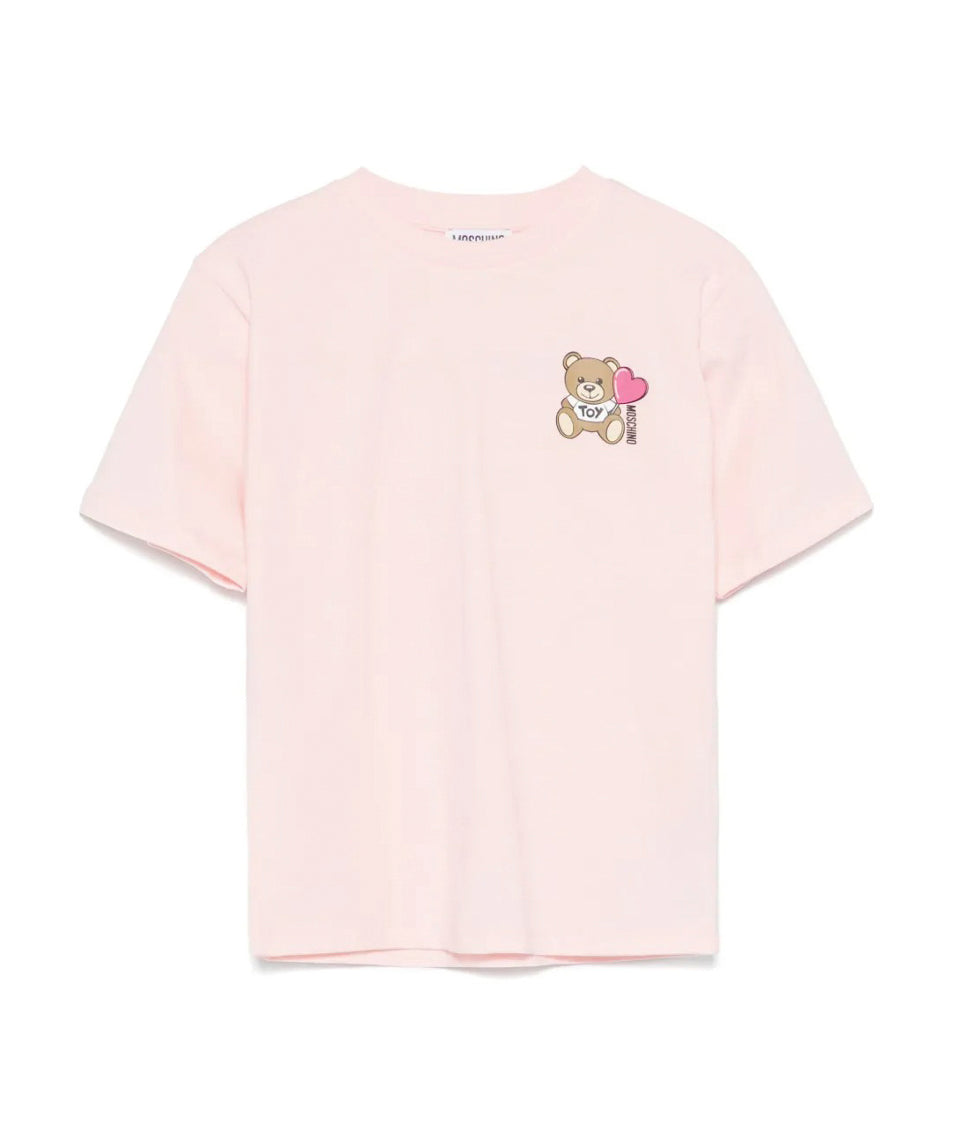 Moschino Kids T-shirt Rosa con Stampa Teddy per Bambine