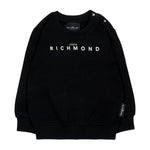 John Richmond Kids Felpa Girocollo Nera in Cotone con Logo Stampato per Neonati