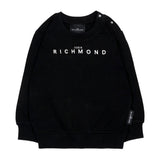 John Richmond Kids Felpa Girocollo Nera in Cotone con Logo Stampato per Neonati