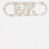 Michael Kors T-Shirt Bianca Maniche Lunghe con Logo Strass a Contrasto per Bambine