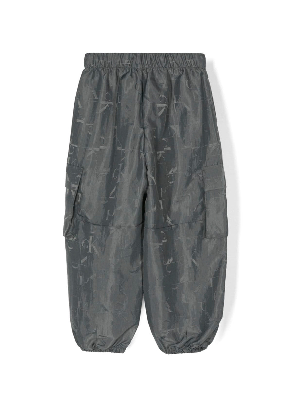 Calvin Klein Kids Pantaloni Grigi Antracite con Stampa Monogram per Bambini (retro)