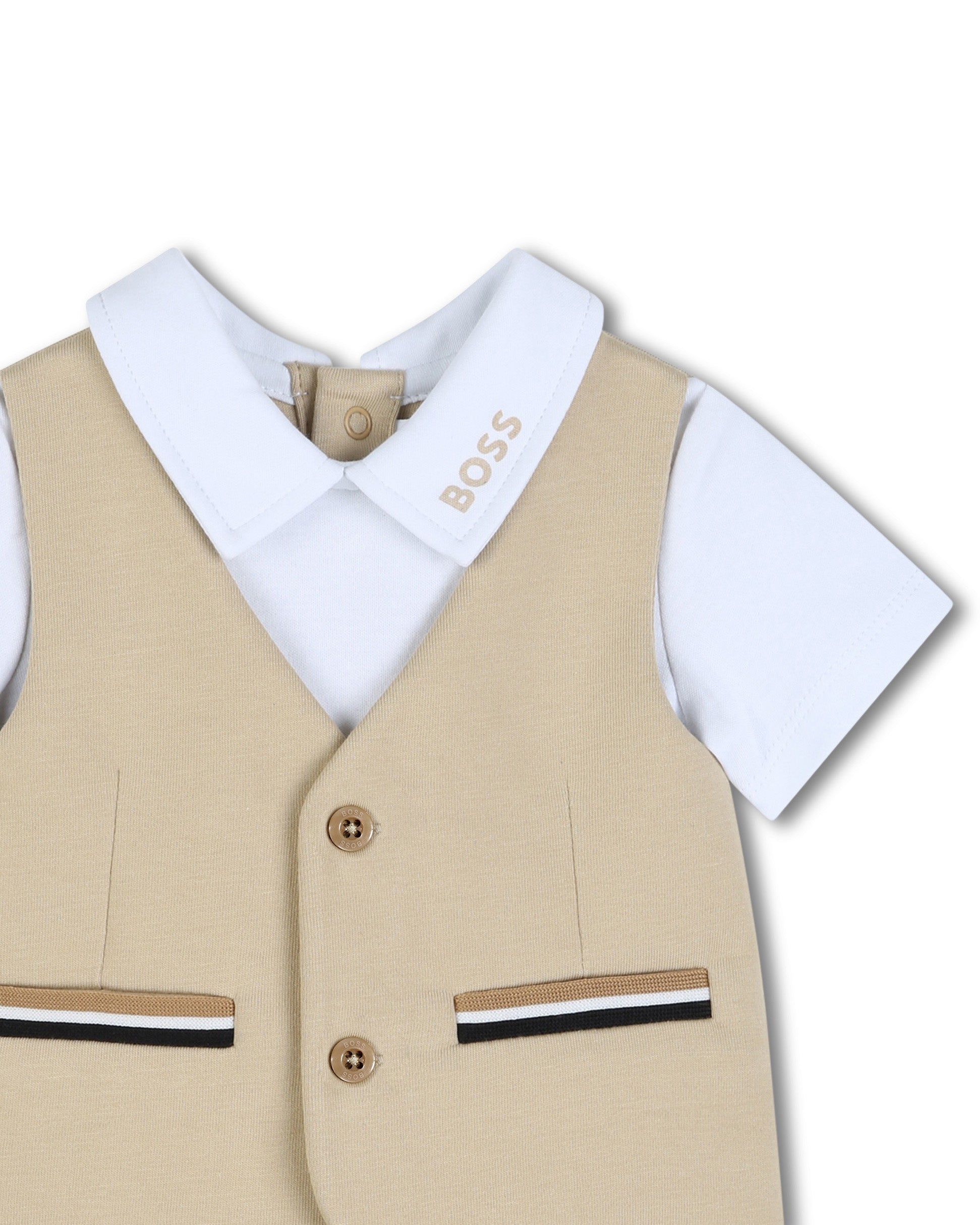 Boss Kids Completo Beige con Ricami per Neonati