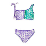 Effek Costume Bikini a Fascia Monospalla Viola/Tiffany per Bambine