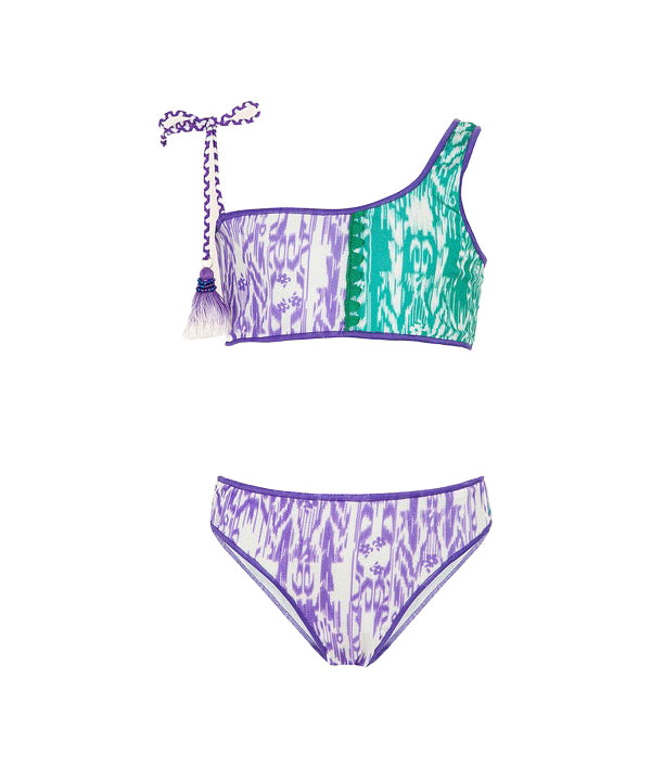 Effek Costume Bikini a Fascia Monospalla Viola/Tiffany per Bambine