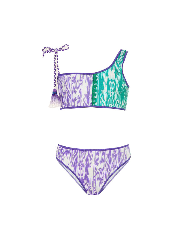 Effek Costume Bikini a Fascia Monospalla Viola/Tiffany per Bambine