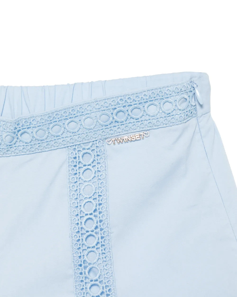 Twinset Kids Short Cielo con Inserti in Pizzo per Bambina