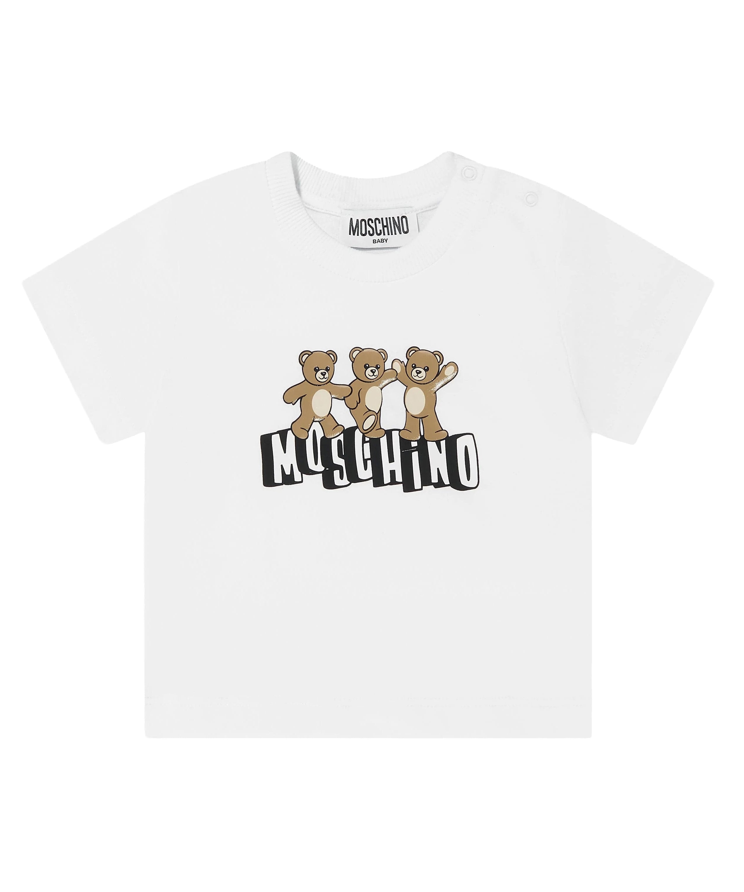 Moschino Kids T-Shirt Bianco con Logo Teddy Bear per Neonati