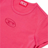Diesel Kids T-shirt Fucsia con Ricamo Oval D per Bambine (dettaglio)
