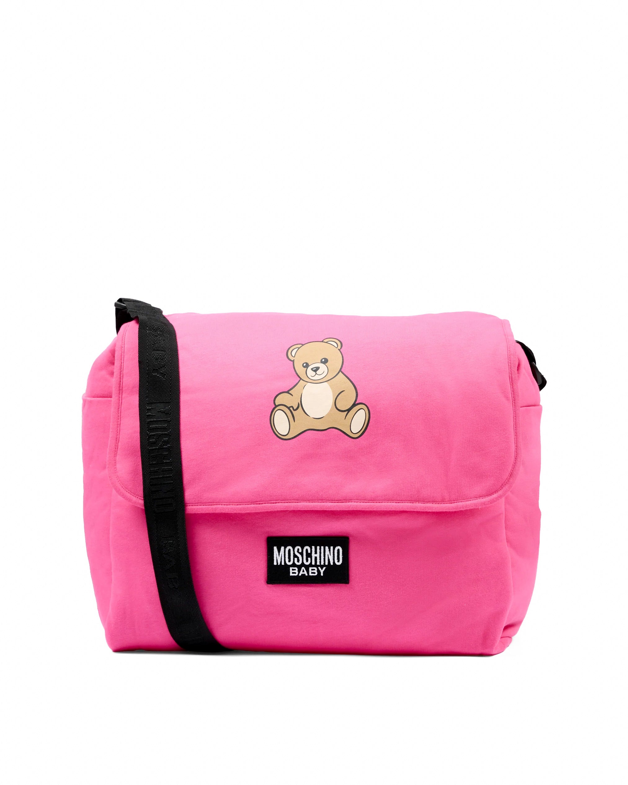 Moschino Kids Borsa Mamma Fucsia con Stampa Teddy Bear e Logo per Neonate