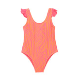 4GIVENESS Costume Monokini Fantasia Zebrata Arancione per Neonate (fronte)