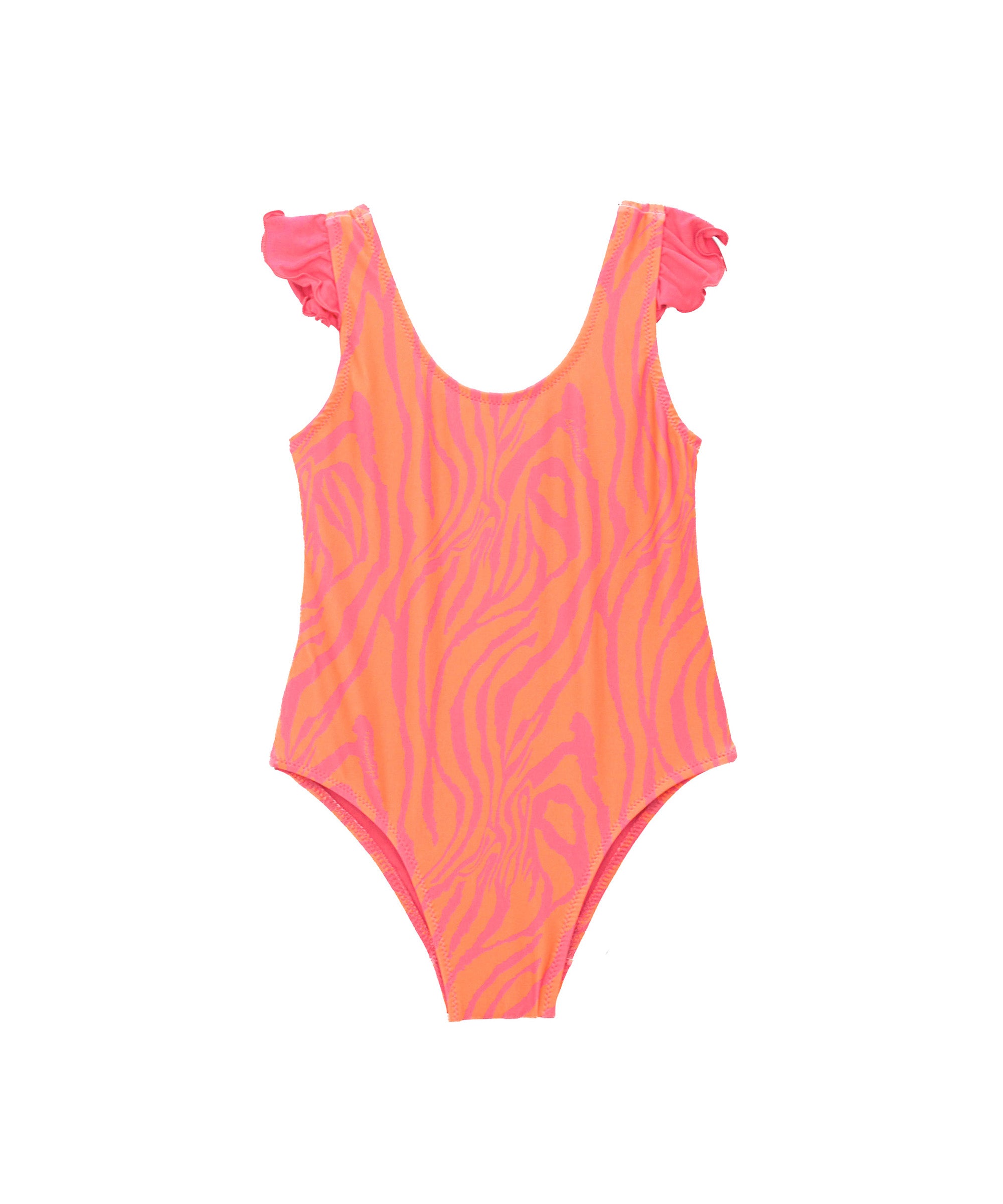 4GIVENESS Costume Monokini Fantasia Zebrata Arancione per Neonate (fronte)