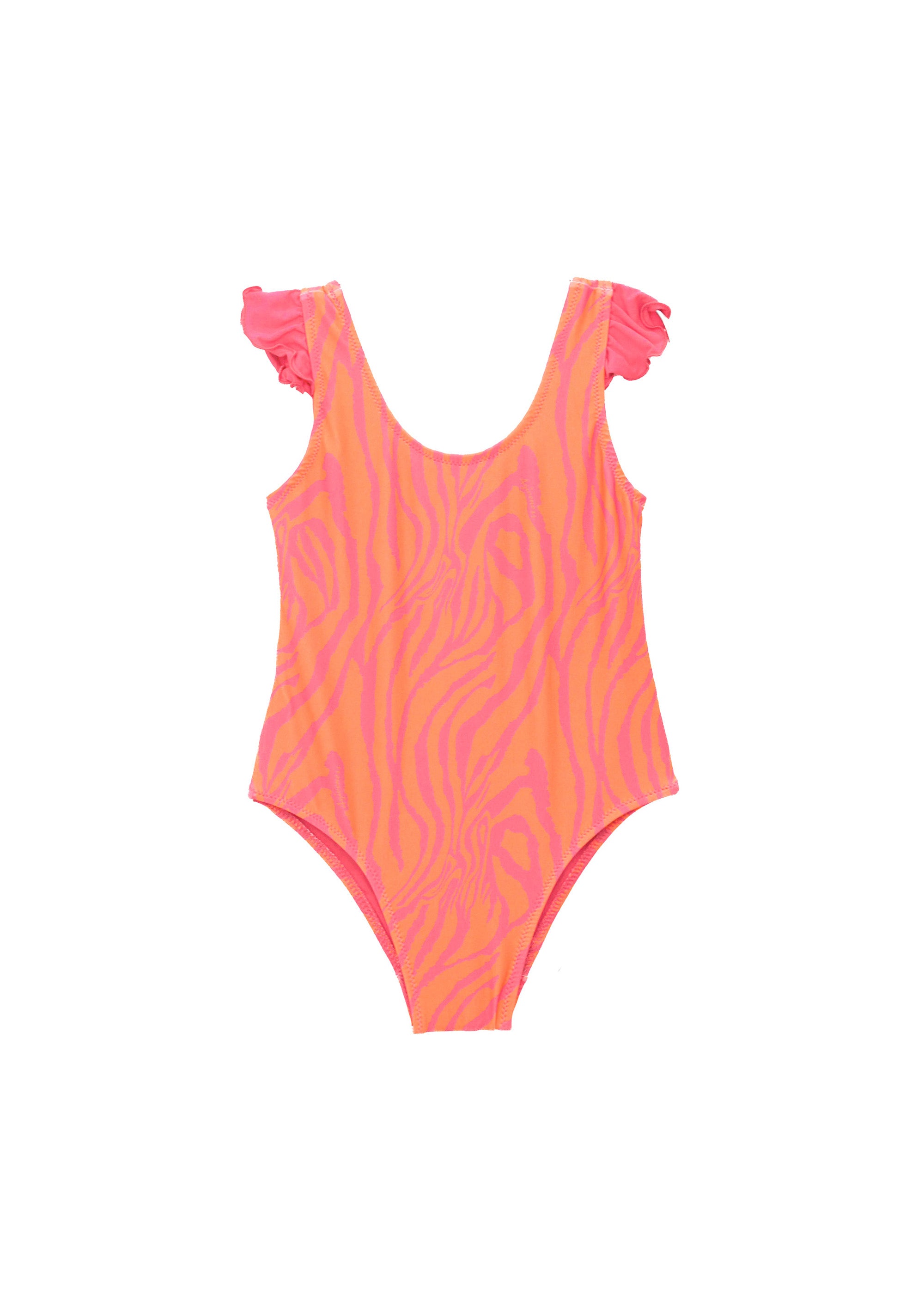 4GIVENESS Costume Monokini Fantasia Zebrata Arancione per Neonate (fronte)