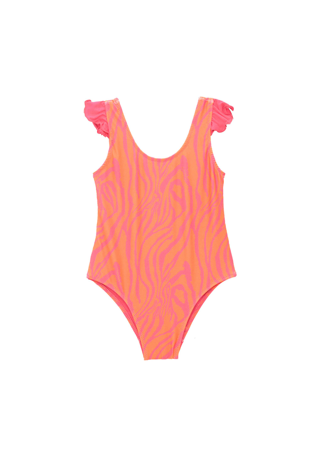 4GIVENESS Costume Monokini Fantasia Zebrata Arancione per Neonate (fronte)