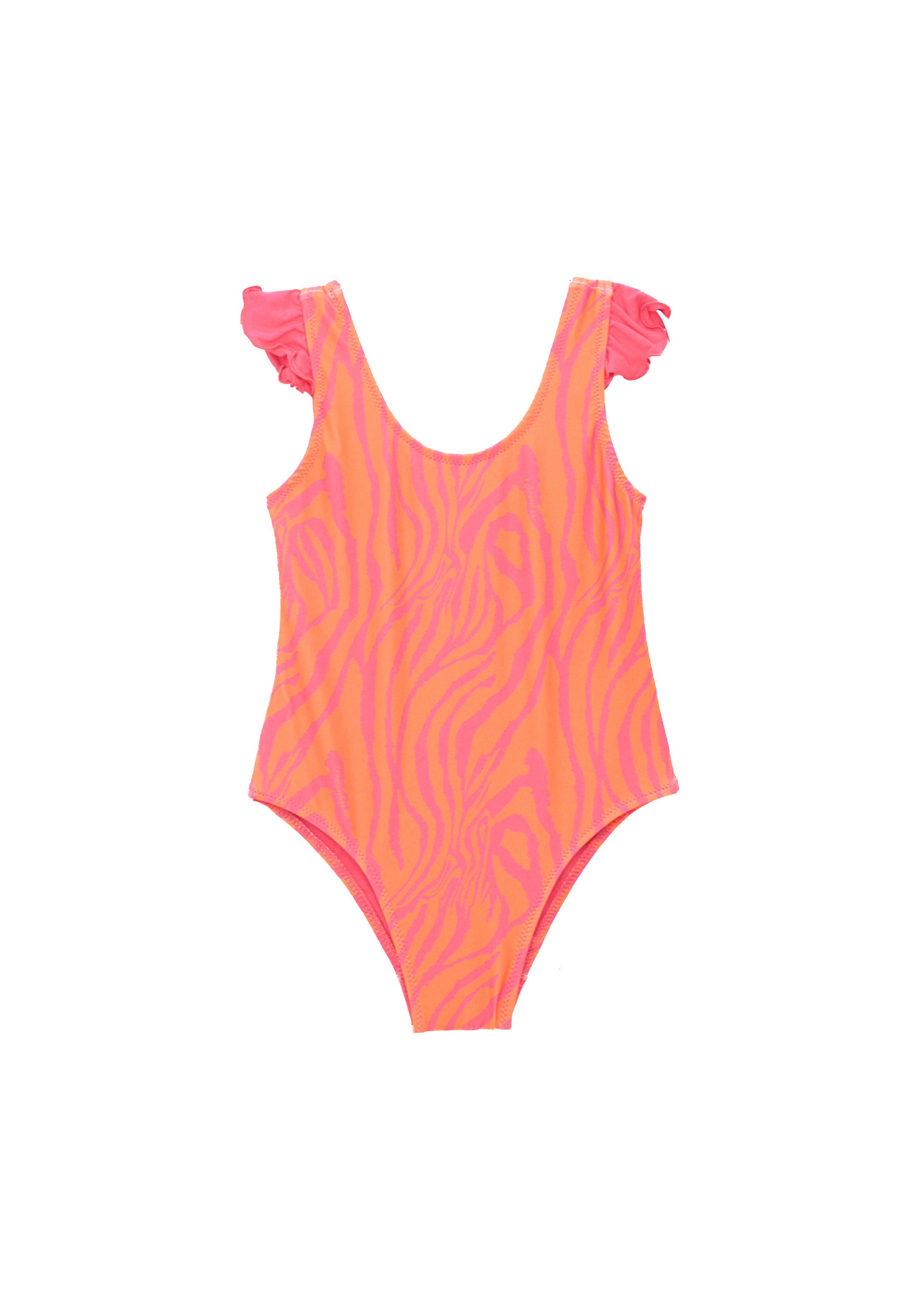 4GIVENESS Costume Monokini Fantasia Zebrata Arancione per Neonate (fronte)