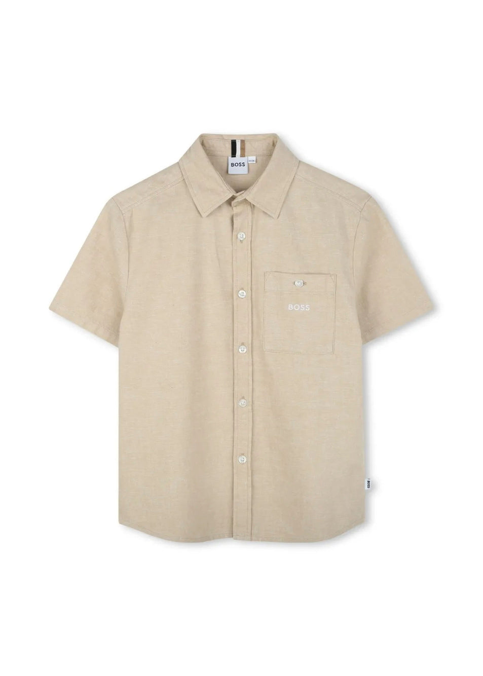Boss Kids Camicia Beige con Logo per Bambini