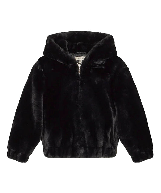 Twinset Kids Bomber Nero in Pelliccia per Bambine