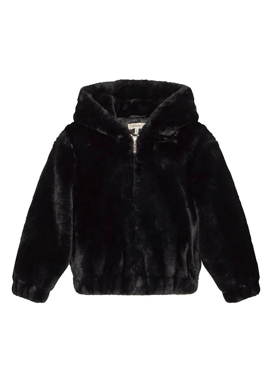 Twinset Kids Bomber Nero in Pelliccia per Bambine