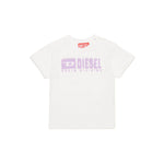 Diesel Kids T-shirt Bianca con Logo Degradè per Neonate