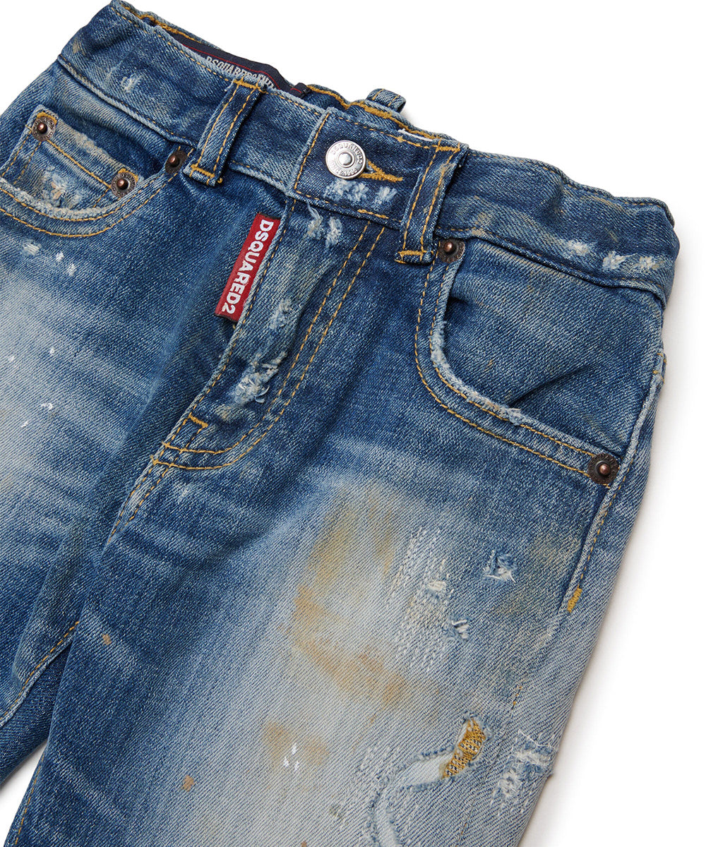 Dsquared2 Kids Pantalone in Denim con Patch per Neonati