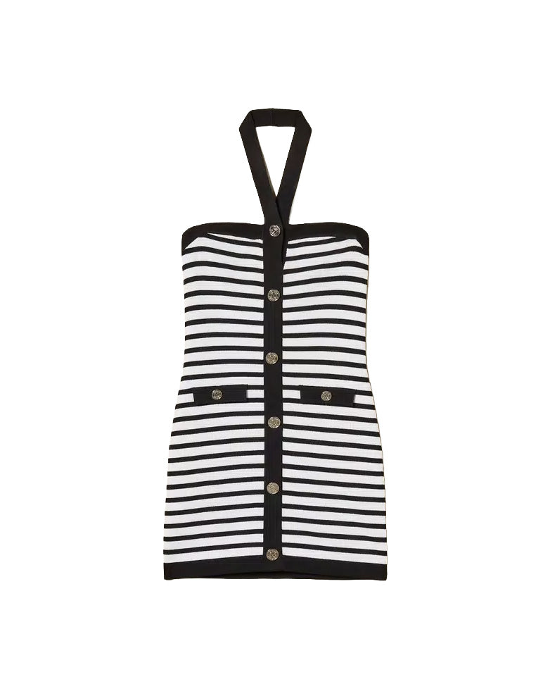 Twinset Kids Abito a Strisce Bianco e Nero per Bambine