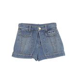 Elisabetta Franchi La Mia Bambina Short in Denim Blu con Dettaglio Logo per Bambine