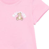 Moschino Kids T-Shirt Rosa con Logo Teddy Bear per Neonati