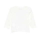 Moschino Kids Maglia Bianca a Maniche Lunghe con Stampa Popcorn Teddy Bear e Logo Unisex per Neonati