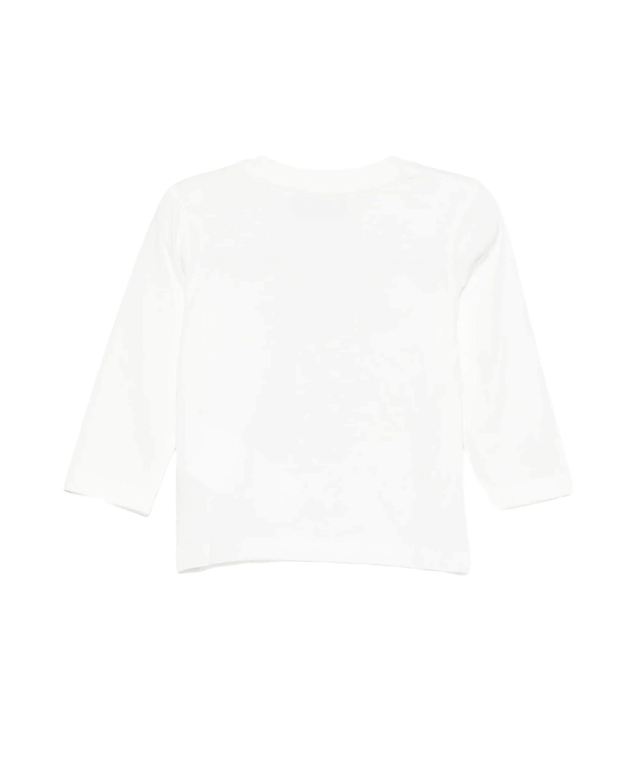Moschino Kids Maglia Bianca a Maniche Lunghe con Stampa Popcorn Teddy Bear e Logo Unisex per Neonati
