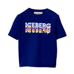 Iceberg Kids T-Shirt Blu con Logo Per Neonati