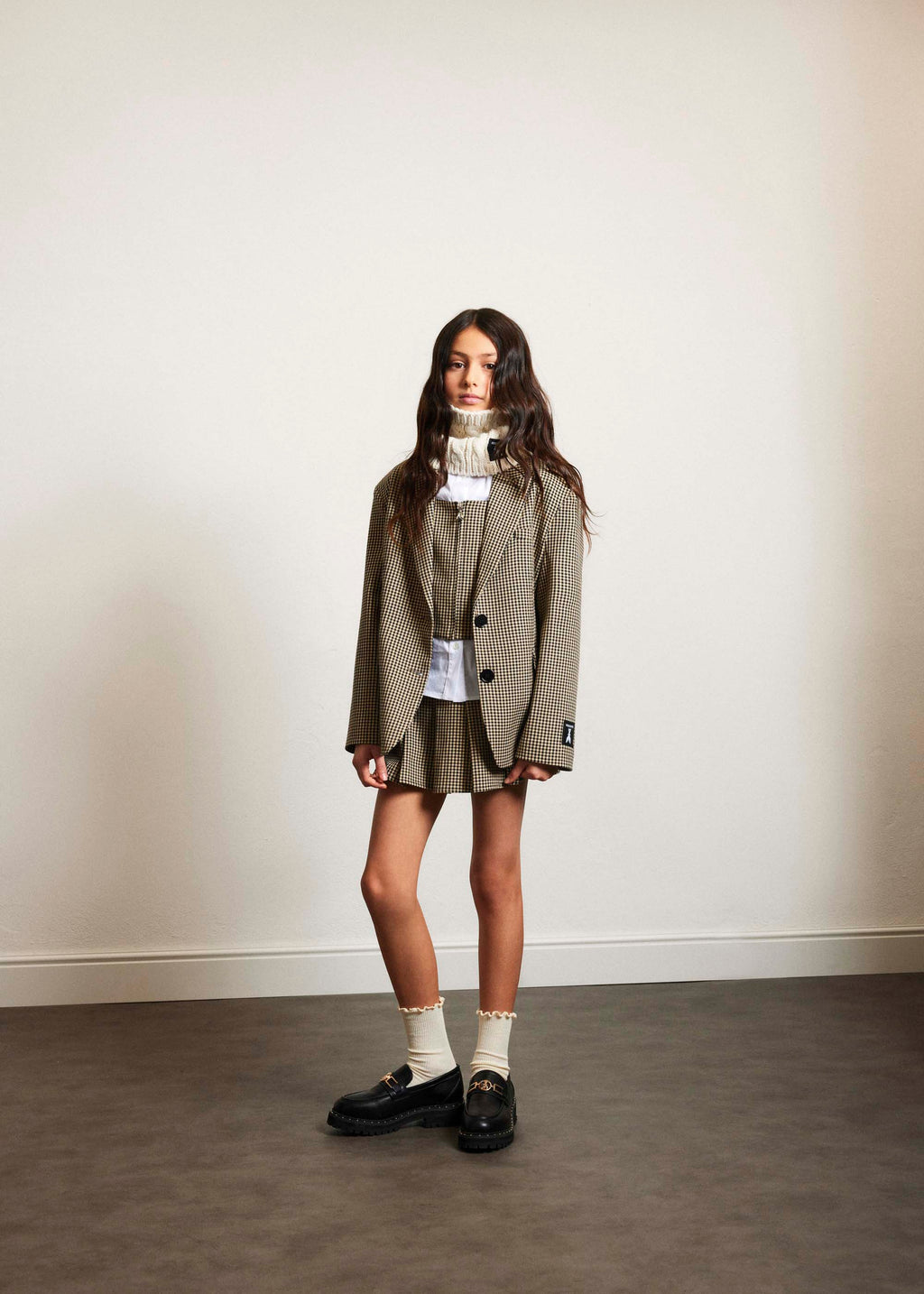 Patrizia Pepe Gonna a Quadri Beige per Bambine